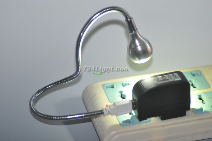 Black Flexible USB LED Reading Light Lamp for Computer Laptop Notebook PC Metal Snake