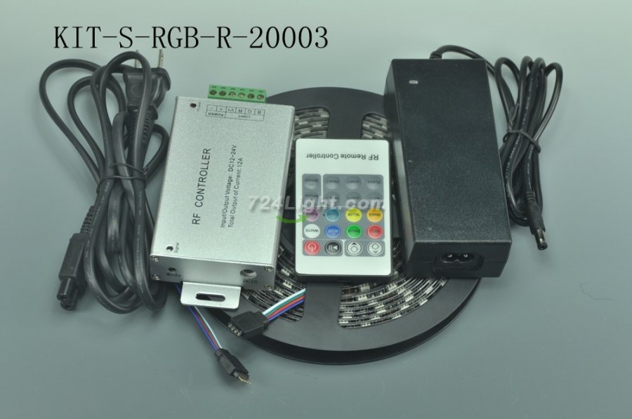 Aluminum 20 Keys RF Remote controller 5M 5050 RGB Strip lighting Kit