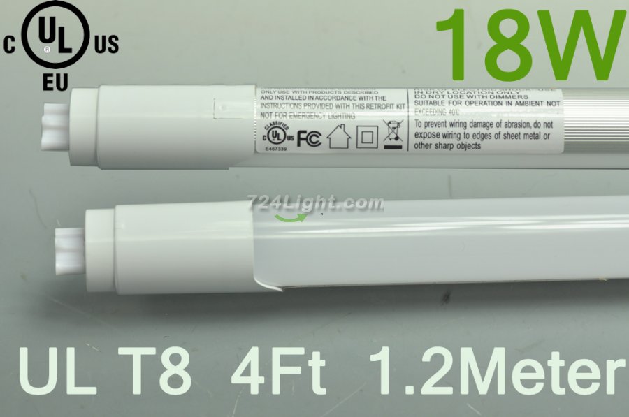 UL Certificated 18W LED T8 Tube 1.2 Meter 4FT LED Fluorescent Light - Click Image to Close