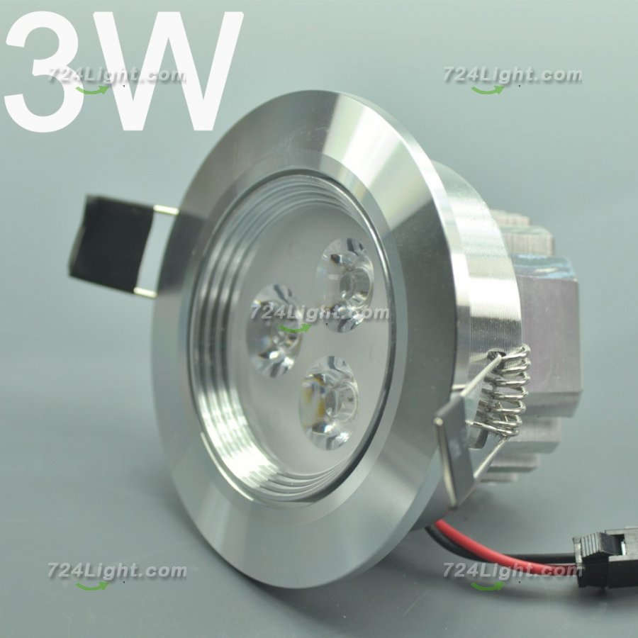 3W CL-HQ-01-3W LED Down Light Cut-out 69mm Diameter 3.3\" Silver Recessed Dimmable/Non-Dimmable LED Down Light