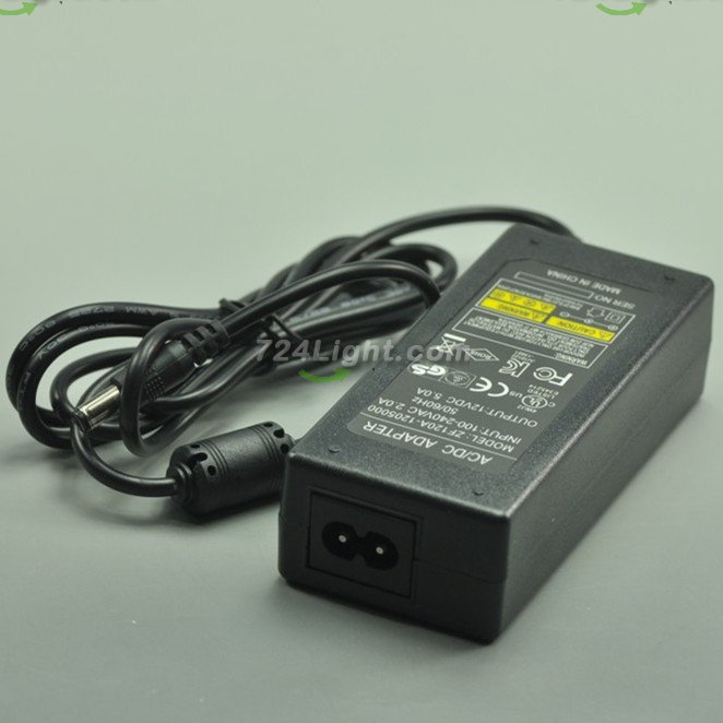 12V 5A Adapter Power Supply 60 Watt LED Power Supplies UL Certification For LED Strips LED Lighting - Click Image to Close