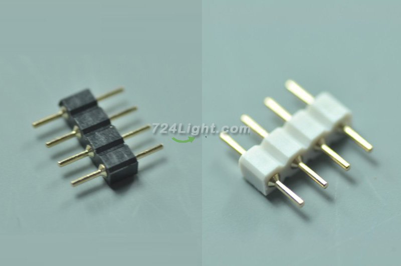 4 pins male copper electroplated for 5050/3528 RGB led strip lights - Click Image to Close