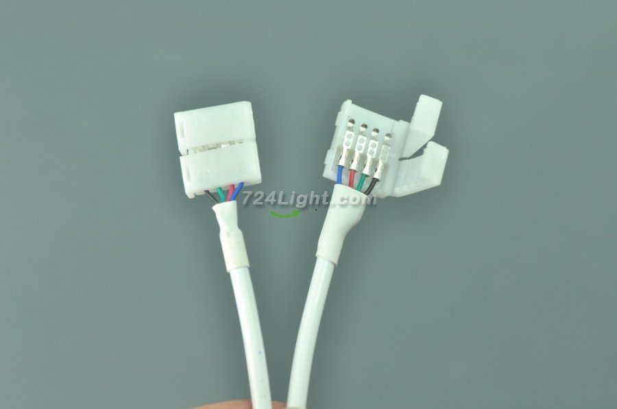 10mm 4 Pin Clamp Connector to Male Female 4 Pin Connector for LED RGB Strip IR Remote Controller Connection Cable 16.5cm 6.5Inch