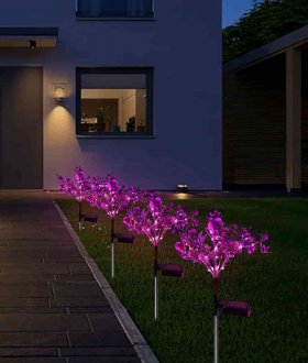 Solar Lights Outdoor Garden Decorative, 2 Pack Solar Powered Phalaenopsis Flower Lights Waterproof IP65 Design
