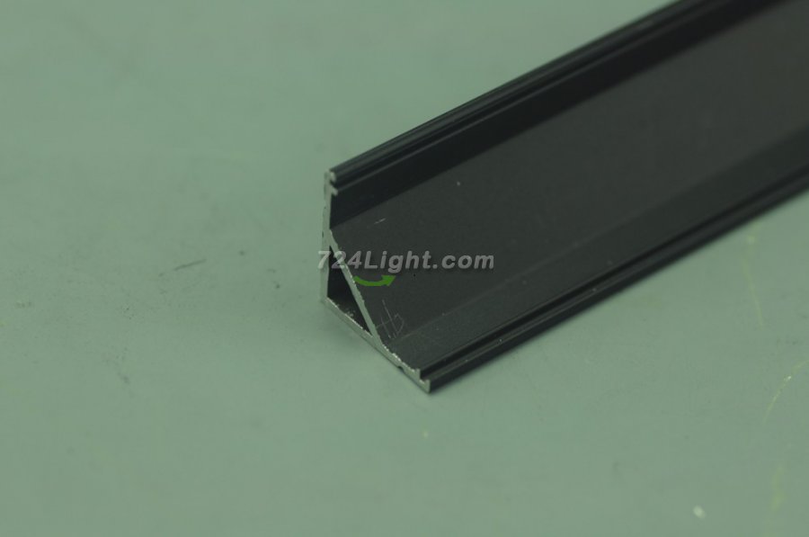 3 meter 118.1" Black LED 90Â° Right Angle Aluminium Channel PB-AP-GL-006-B 1 Meter(39.4inch) 16 mm(H) x 16 mm(W) For Max Recessed 10mm Strip Light LED Profile With Arc Diffuse Cover