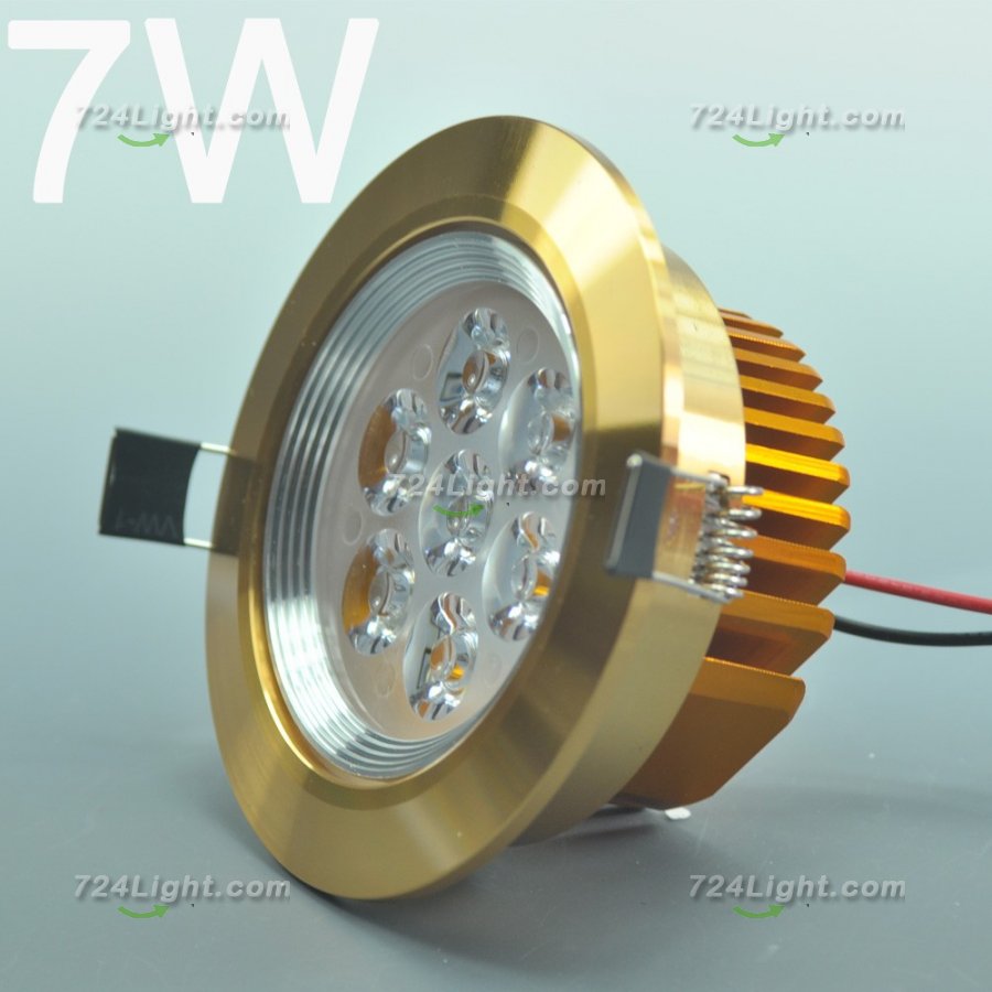 7W CL-HQ-03-7W LED Ceiling light Cut-out 90mm Diameter 4.3\" Gold Recessed Dimmable/Non-Dimmable LED Downlight