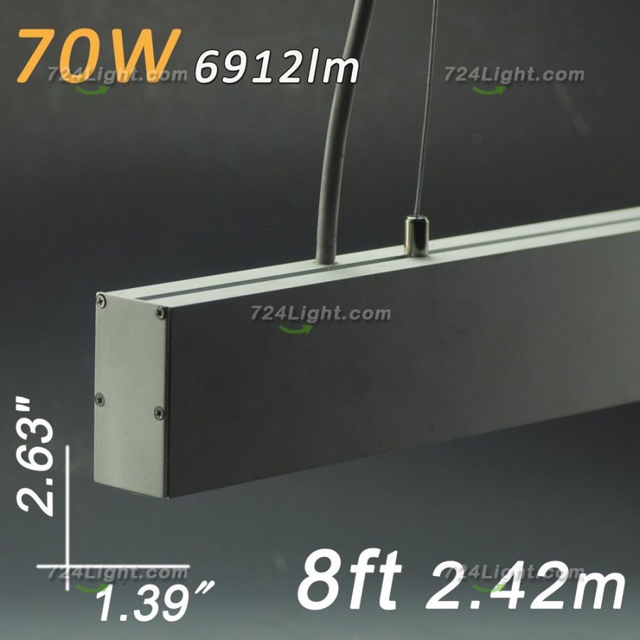 Linear Lighting Fixtures 8ft 2.4 Meter 2.63" x 1.39" 70W AC120-277V - Click Image to Close