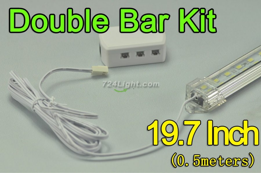 19.7inch 0.5Meter 18W LED Bar Fixture Double Row 5630 72LED 2520 Lumens Cabinet LED Bar Light Kits - Click Image to Close