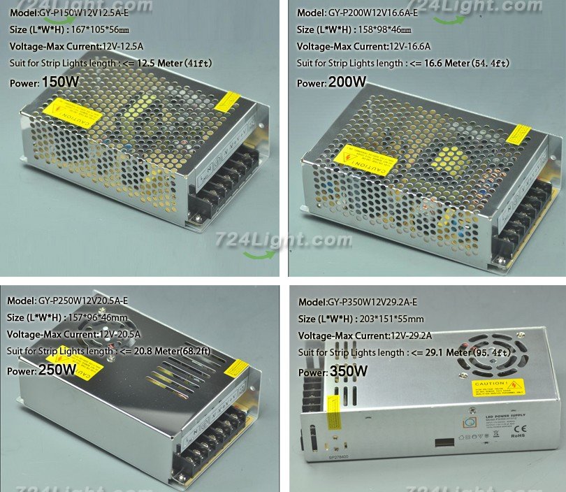 12V LED Power Supply 60W 200W 350W 400W LED Indoor Power Supplies For LED Strips110-230V AC to 12V DC