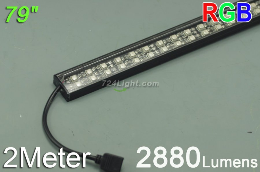 Bestsell Black Double Row 2 Meter LED Strip Bar 2meter Rigid Strip light 39.3inch Aluminium 5050 RGB Rigid LED Strips Bar - Click Image to Close
