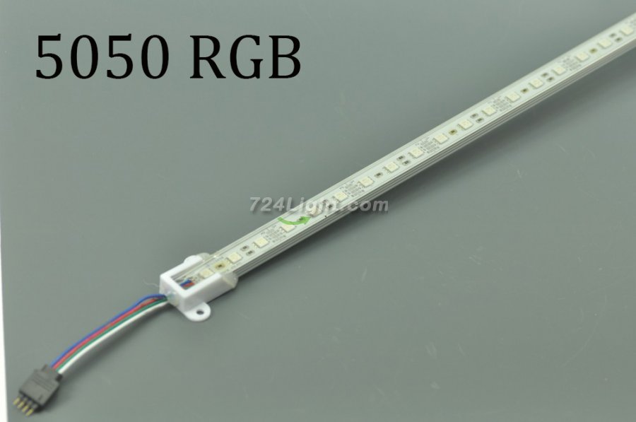 1Meter 39.3inch 5050 RGB Rigid LED Strips Waterproof 60LED 12V DC With Aluminium Profile Rigid Strip Light - Click Image to Close