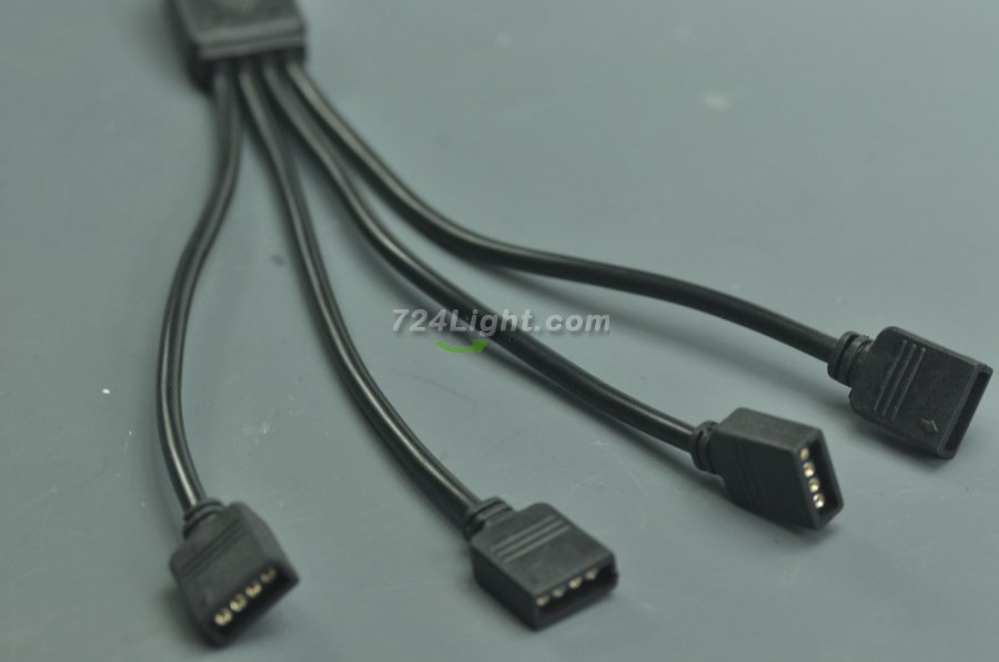 Black RGB Splitter Cable 1 to 2 3 4 Female Strip Connector for LED 5050 3528 RGB Strip 35CM(13.78Inch)
