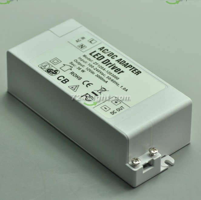 36 Watt LED Power Supply 12V 3A LED Power Supplies UL Certification For LED Strips LED Light - Click Image to Close