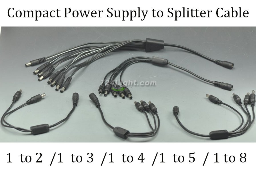 Compact Power Supply to Splitter Cable LED Light Power Splitter DC 1 to 2 3 4 5 6 8 Adapter - Click Image to Close