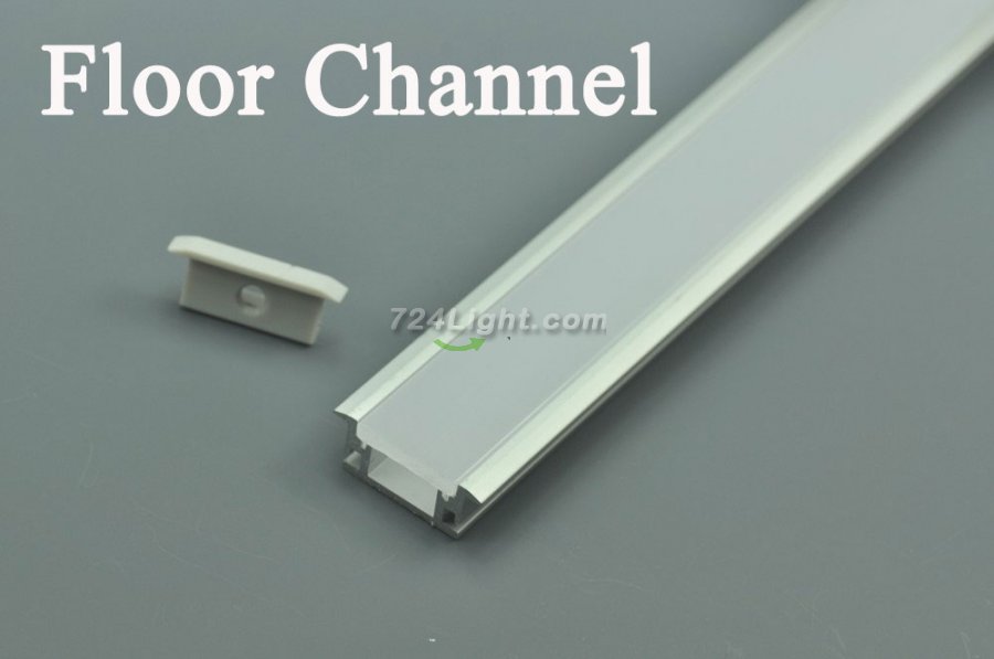 LED Floor Channel Strip light Channel for Floor (WxH):12.2 mm x 8mm 1 meter (39.4inch) With Waterproof Thicken 3mm Diffuser - Click Image to Close