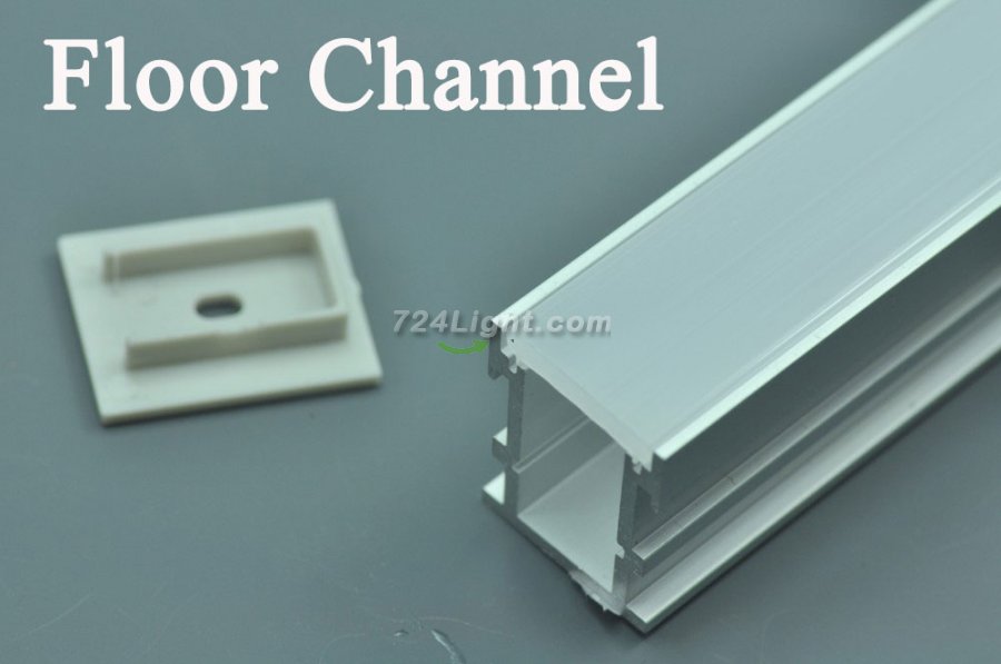 Waterproof LED Floor Channel Aluminum LED Profile(WxH):12.2 mm x 20.1 mm 1 meter (39.4inch) Diffuser 3mm thickness - Click Image to Close
