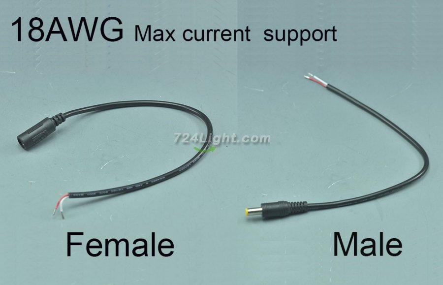 18AWG Female LED Power Supply DC Cable Cord - Click Image to Close