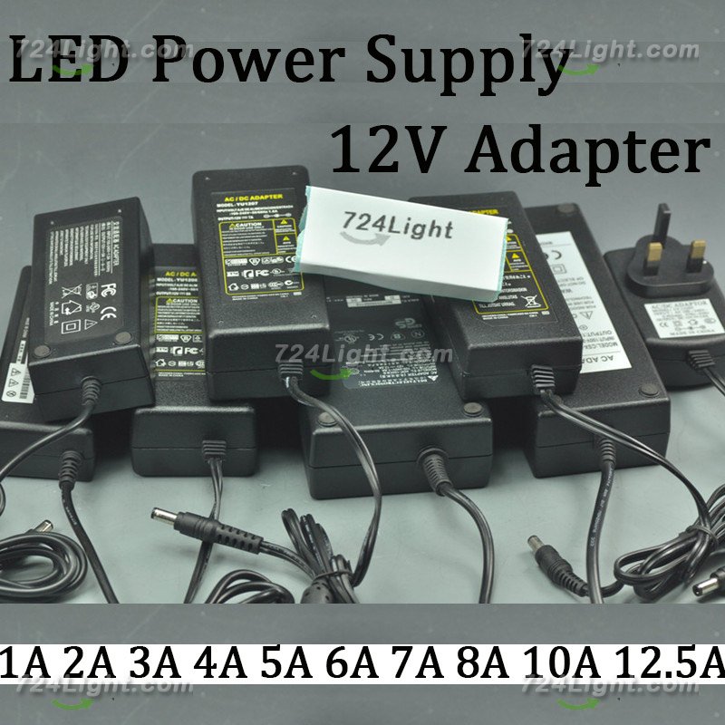 12V LED Switching Power Supply Adapter 100V-240V To DC 12V 1A 2A 3A 5A 6A 8A 10A 12.5A recommend 12V 5A 60W Reliability, Low Heat - Click Image to Close