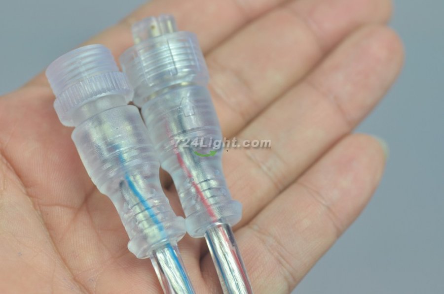 Waterproof IP68 3pin LED Connector Transparent Line Waterproof Female And Male LED Connector