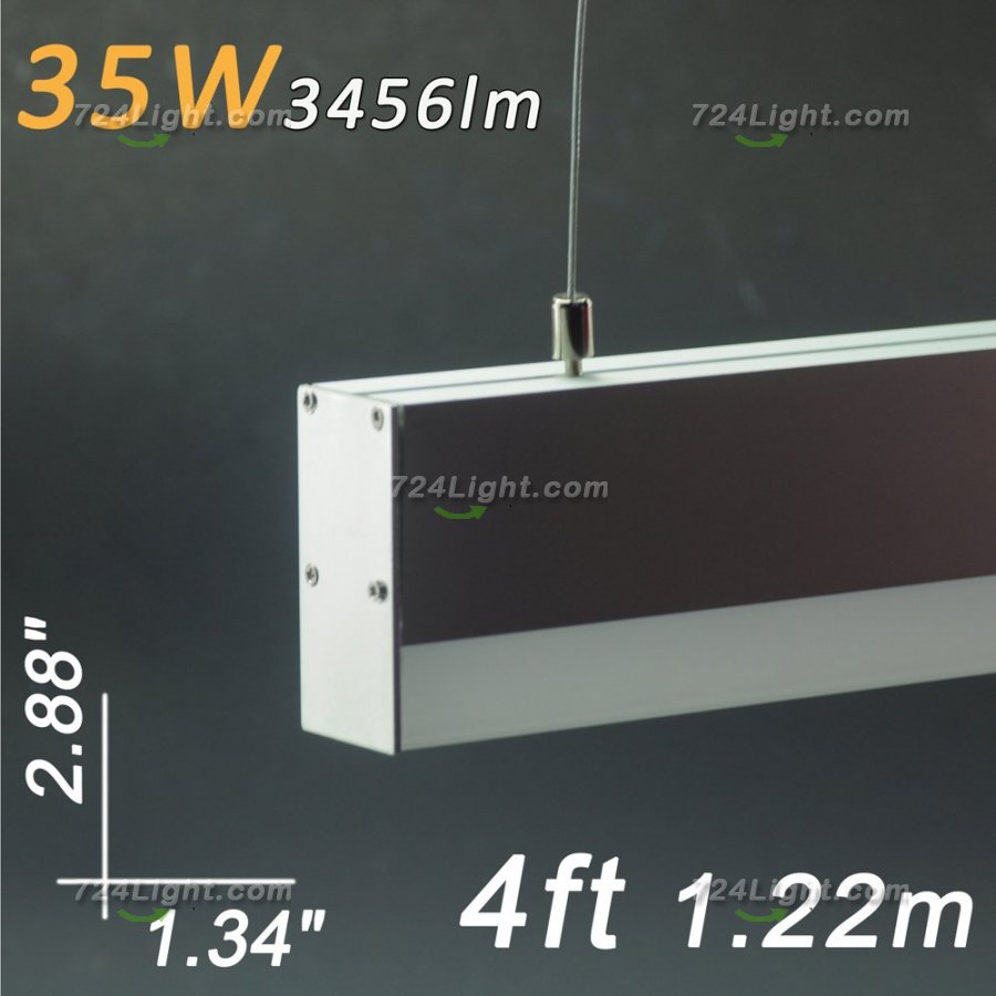 Linear Suspension Lighting 4ft 1.2 Meter 2.88" x 1.34" 35W AC120-277V - Click Image to Close