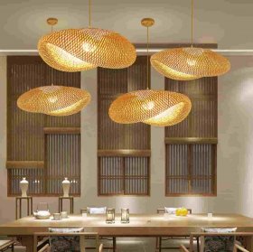 Bamboo Woven Pendant Light Fixture, 16 Inch Retro Art Shade Ceiling Light