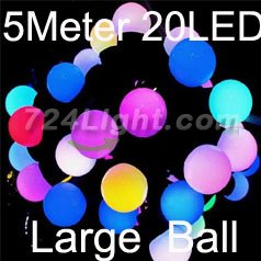 20 Led 16.4ft String Lights LED Large Ball RGB Colorful Christmas Ball String Light Outdoor LED Lights