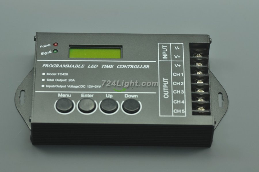 Programmable LED Controller DC12V 24V 5 Channels 20A Programmable Time LED RGB/Single color Strip Controller