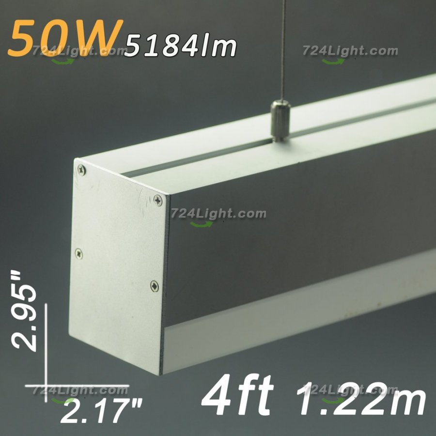 Linear Suspensions 4ft 1.2 Meter 2.95" x 2.17" 50W AC120-277V - Click Image to Close