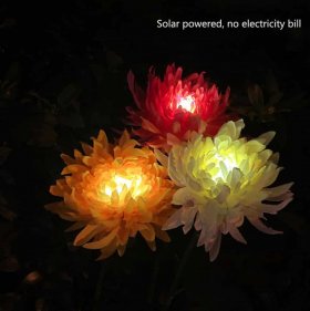 Outdoor Solar Garden Stake Lights, 3 Pack Chrysanthemum Flower Lights, IP66 Waterproof LED Decorative