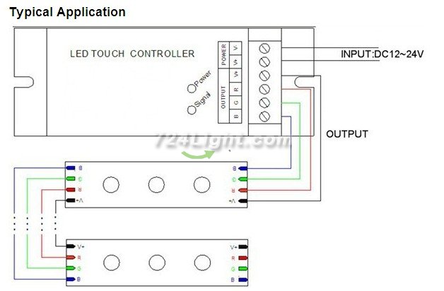 DC12V-24V Output Current 4A/Channel LED Wireless RF 4keys Touch Controller Common Anode LED RGB Controller
