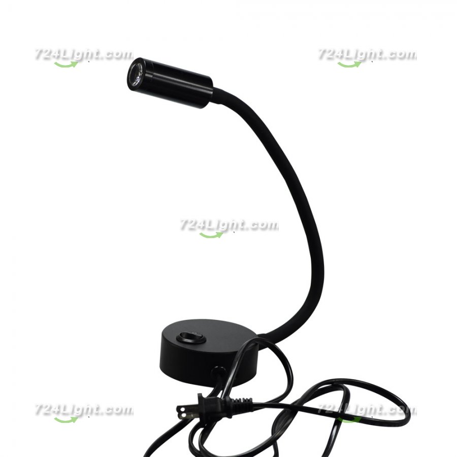 Black Bed LED Lighting Flexible With Switch and 120V AC Plug Suit For Bedside Reading Laptop Local Lighting White