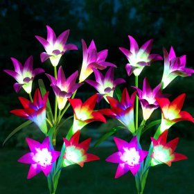Outdoor Solar Lily Flower Lights for Garden, Lawn ,Patio, Pond, Backyard Decoration - 4 Pack