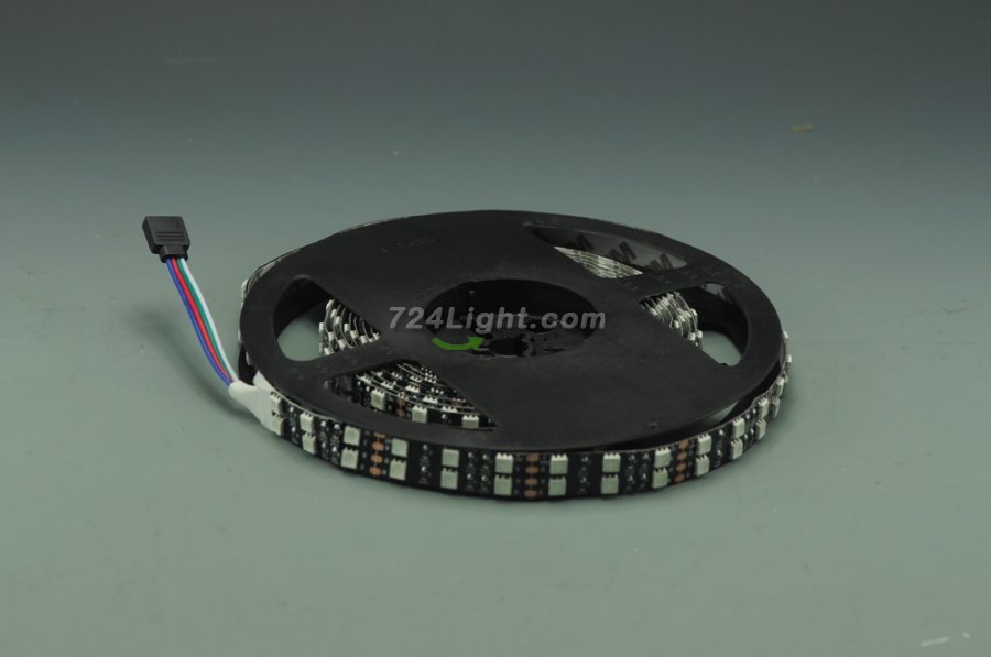 Black Double RGB LED Flexible Light Strip SMD5050 Multicolor Strip Light 12V 5 meter(16.4ft) 600LEDs