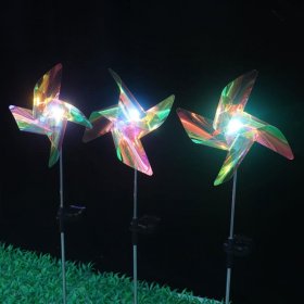 Solar Outdoor Lights Pinwheels Decorative-Colorful, for Garden Pathway Yard House-2 Pack