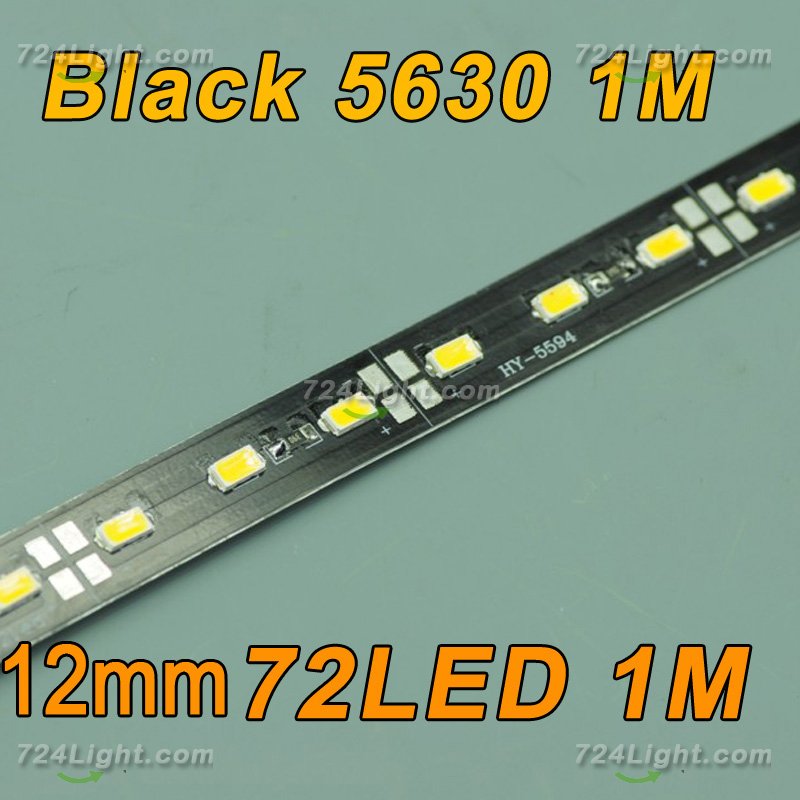 Black 39.3inch 5630 Rigid LED Strips 72LED 1M 12V DC Aluminium Rigid Strip Light For Cabinet/Wardrobe/Celling - Click Image to Close