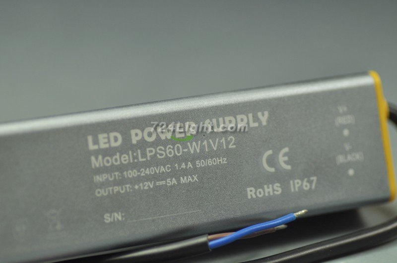 60 Watt LED Power Supply 12V 5A LED Power Supplies Rain-proof For LED Strips LED Lighting