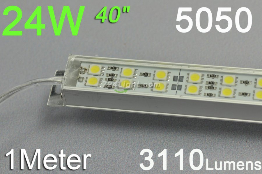 1meter Double Row 12V Waterproof LED Strip Bar 39.3inch 5050 1M Rigid LED Strip 12V With DC connector 144LEDs/M - Click Image to Close