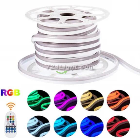 AC 110V / 220V IP65 High Voltage RGB Color Changing Neon Strip Light with power plug