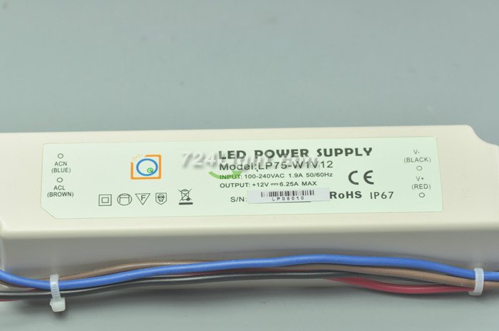 75 Watt LED Power Supply 12V 6.25A LED Power Supplies Waterproof IP67 For LED Strips LED Light