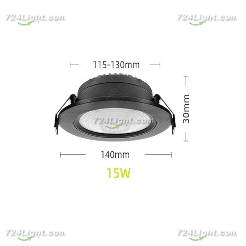 15W Adjustable Downlight LED Home Round Recessed COB Spotlight Ceiling Spotlight