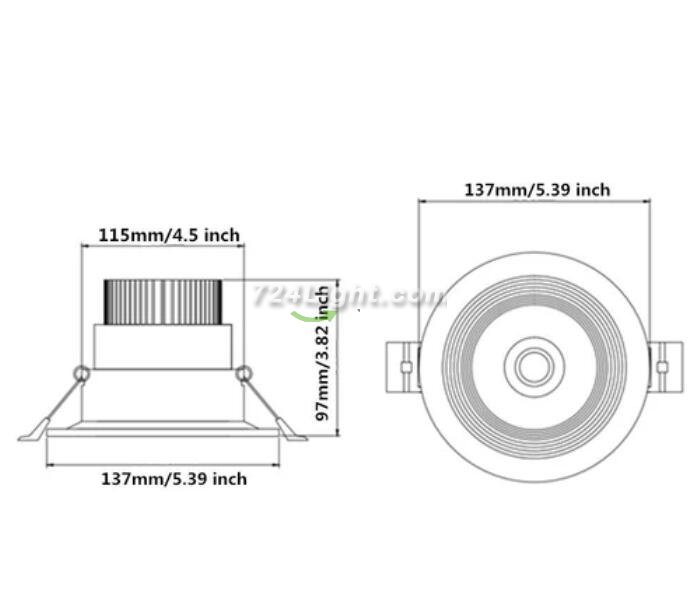 16W Dimmable CRI80 COB LED Downlight Cut-out 4.5in (115mm) 60 Degree 120W Halogen Bulbs Equivalent