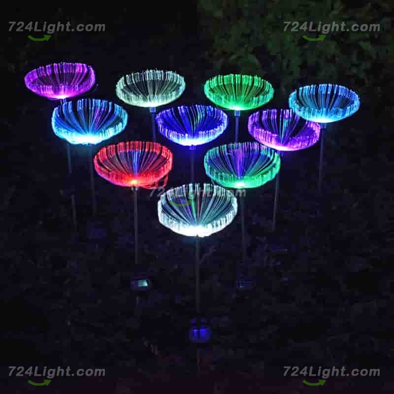 Solar Garden Fiber Jellyfish Lights, 7 Color Changing Outdoor Decorative, IP65 Waterproof Solar Powered-2 Pack