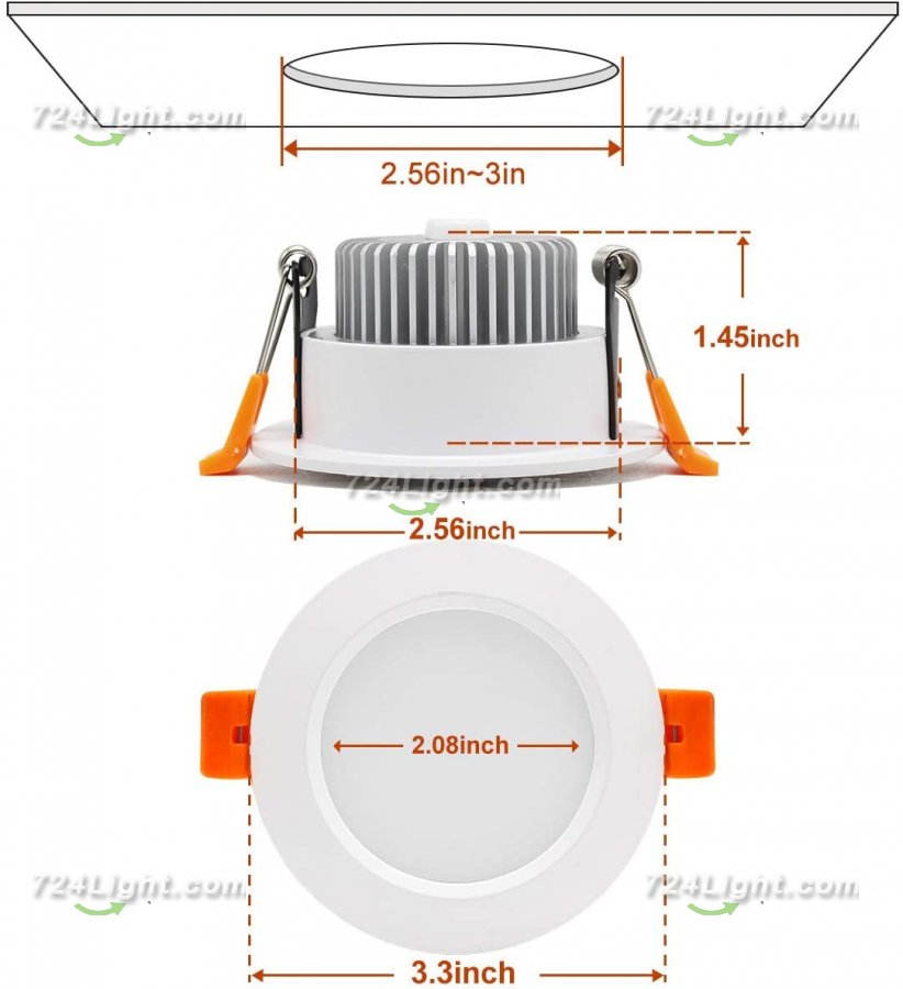 7W LED RECESSED LIGHTING DIMMABLE DOWNLIGHT, CRI80, LED CEILING LIGHT WITH LED DRIVER