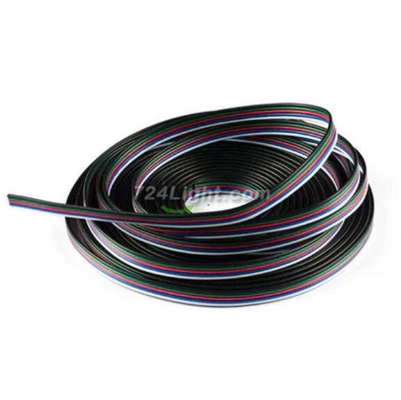 22Guage RGBW RGBWW LED Strip Extension Cable 5pin 5Color Stand Wire Bonded Flat Cable for SMD5050 RGBW RGBWW Color