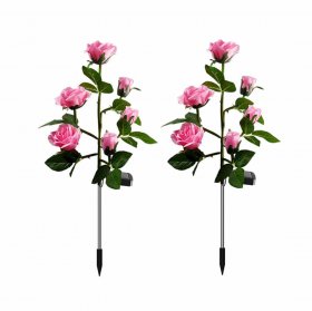 Solar Rose LED Lights for Your For Garden, Patio, Yard, Landscape Decor - 2 Pack