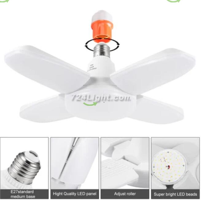 60W LED Shop Light Deformable LED Garage Lights CRI80+ 6000LM 6500K White 400W Equivalent