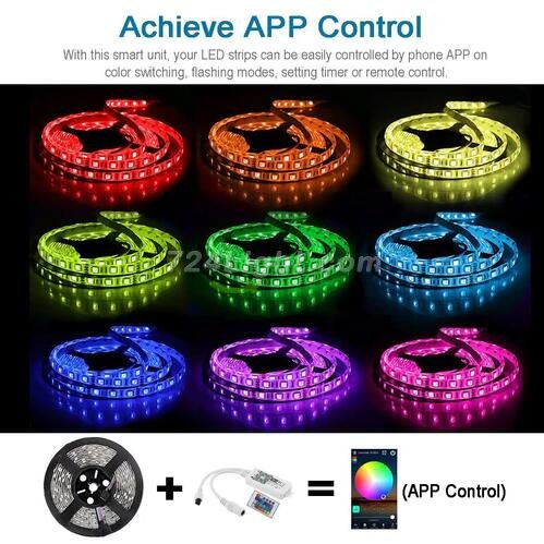 16.4ft（5Mtrs) 300LED SMD5050 RGB LED Light Strip Kit Music Sync, IR Remote, WiFi APP Controlled, Alexa Compatible