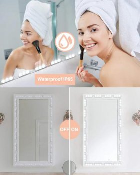 DIY Hollywood Style LED Vanity Mirror Lights Kit Dimmable Lighting, 10FT/20W-60leds, Daylight White, Waterproof IP67 with dimmable and power supply