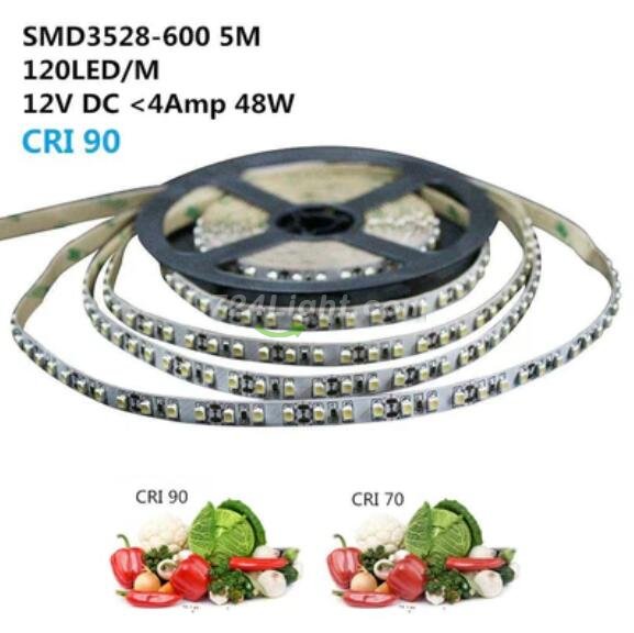 High CRI 90 LED light strips 5Meter (16.4ft) SMD3528-600 120 LEDs 600lm/Mtr Flexible LED Strips