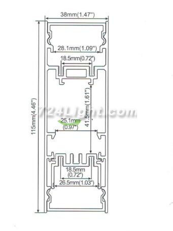 LED Aluminium Extrusion Recessed 115mm(H) x 38mm(W) suit for max 28.1mm width strip light